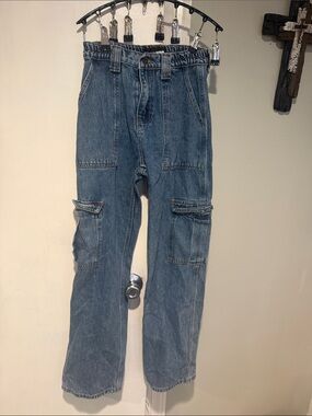 Fashion Nova Blue Straight-Leg Cargo Jeans